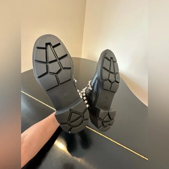 NWT RARE Luxury Winter Minimalist Zara Pearl Strap Genuine Leather Ankle Boots - Picture 15 of 17